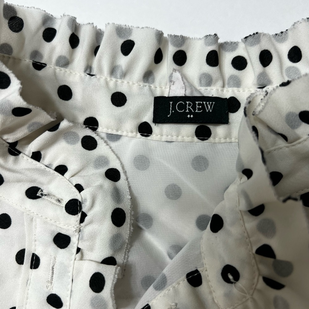 J Crew Womens Tank Top White Size 6 V Neck Sleeveless Polka Dot Front Button